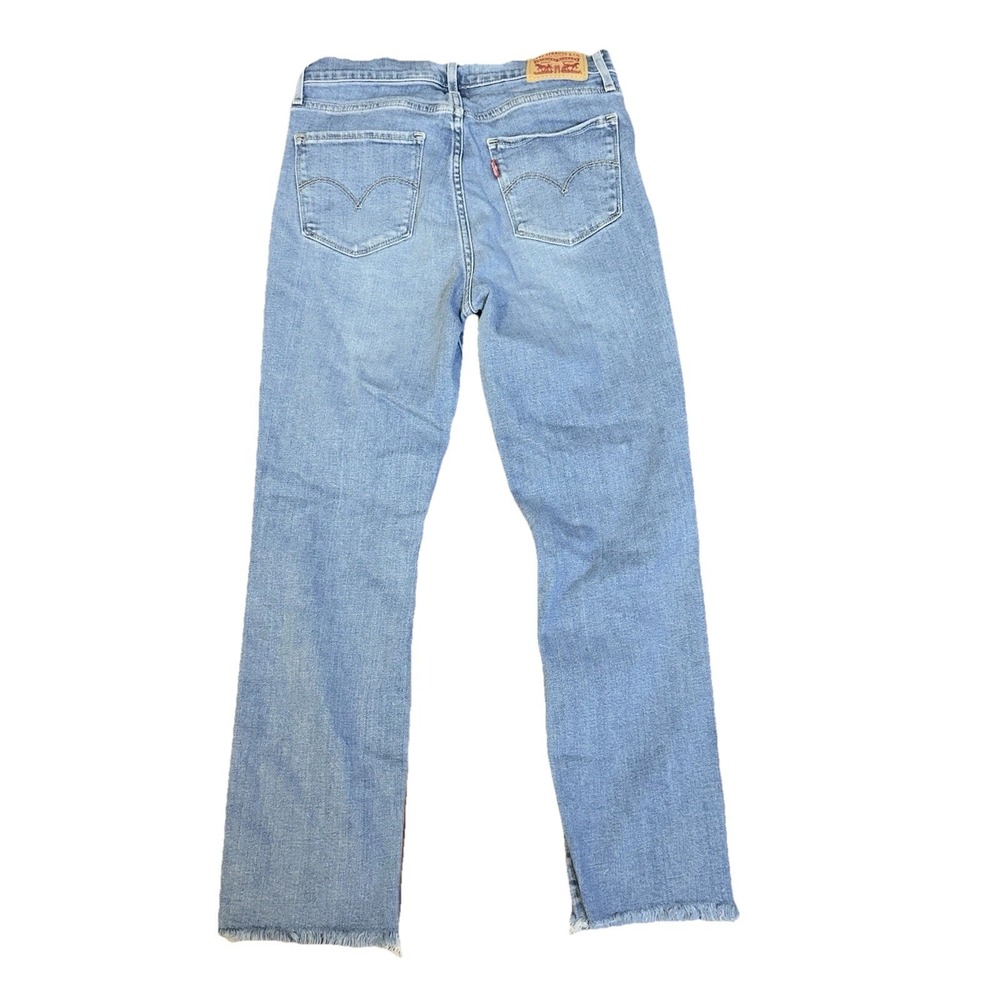 Levi's 724 High Rise Straight Crop Women's Jeans Blue Distressed Denim Size 28 - Picture 8 of 13